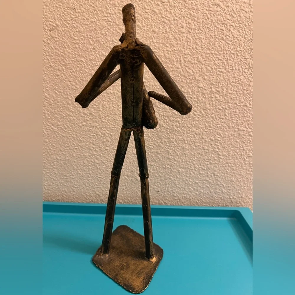 Vintage Z Gallerie Metal Tube Art Sculpture Band Saxophone Sax Player